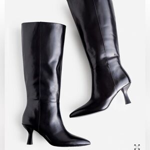 NWT Madewell The Justine Knee Boot with Extended Calf in Black Leather. Size 9.5